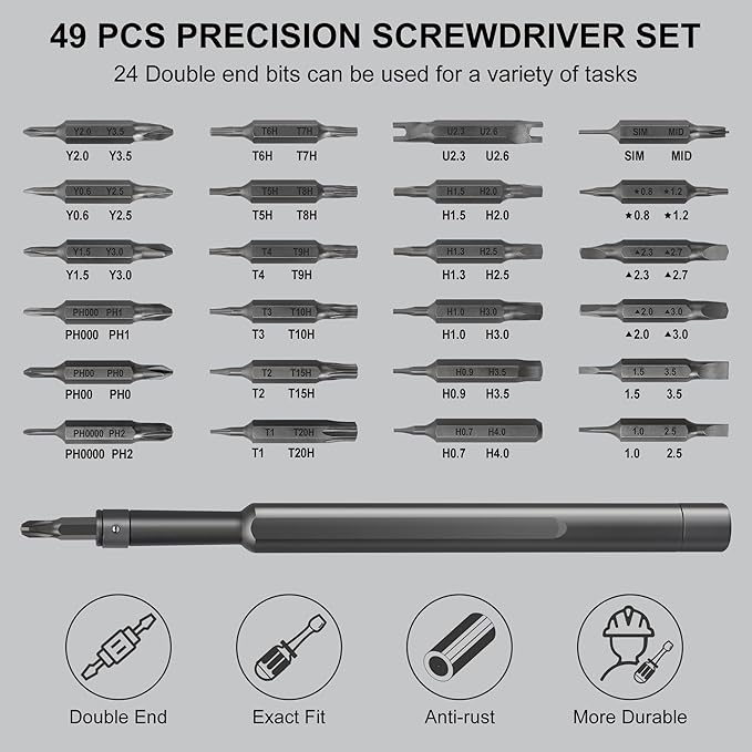 Precision Screwdriver Set 49 in 1 SHARDEN Small Screwdriver Set Magnetic Repair Tool Kit for Laptop, iPhone, Cell Phone, PC, MacBook, Tablet, Computer, PS5, PS4, Electronic, Glasses, Watch