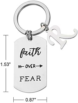 Inspirational Faith Over Fear Initial Keychain Gift