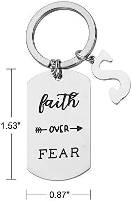 Inspirational Faith Over Fear Initial Keychain Gift