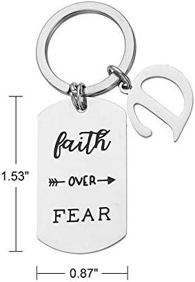 Inspirational Faith Over Fear Initial Keychain Gift