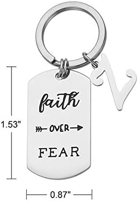 Inspirational Faith Over Fear Initial Keychain Gift