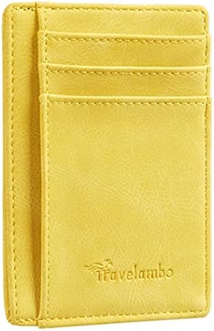 Travelambo Slim Wallet Front Pocket Minimalist Leather RFID Blocking Medium Size