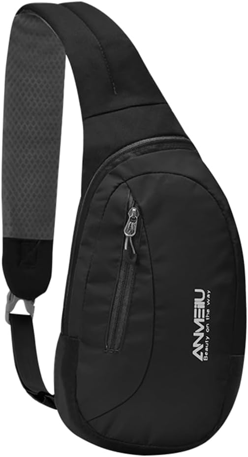Men's and women's shoulder bags, small shoulder bags, crossbody chest bags, outdoor sports shoulder bags, hiking bags (black)