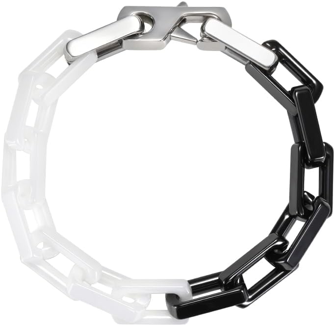 EVANYIZHOU Men's Cuban Link Bracelet - Black/Blue/White Ceramic Chain Bracelet for Men,Skin-Friendly & Durable,Gift for Husband, Dad (Valentine's, Christmas