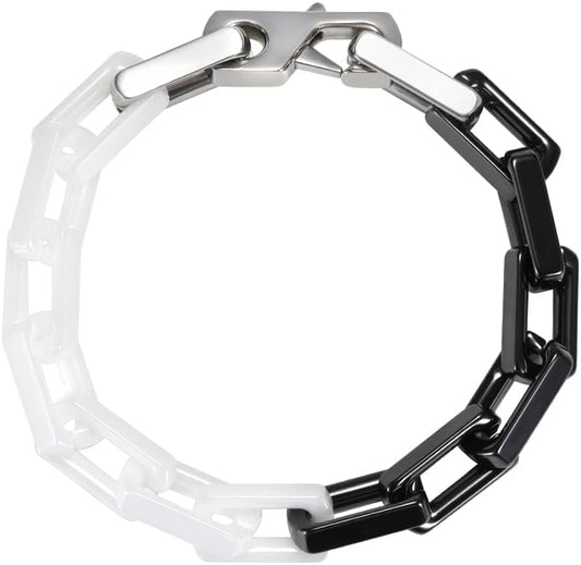 EVANYIZHOU Men's Cuban Link Bracelet - Black/Blue/White Ceramic Chain Bracelet for Men,Skin-Friendly & Durable,Gift for Husband, Dad (Valentine's, Christmas