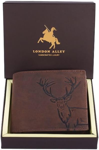 LONDON ALLEY Stark Vintage Brown Leather Wallet for Men, RFID Protected, 8 Card Slots.