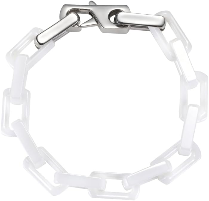 EVANYIZHOU Men's Cuban Link Bracelet - Black/Blue/White Ceramic Chain Bracelet for Men,Skin-Friendly & Durable,Gift for Husband, Dad (Valentine's, Christmas