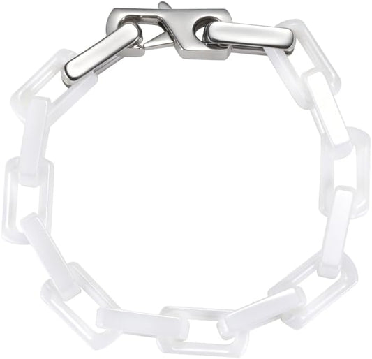 EVANYIZHOU Men's Cuban Link Bracelet - Black/Blue/White Ceramic Chain Bracelet for Men,Skin-Friendly & Durable,Gift for Husband, Dad (Valentine's, Christmas