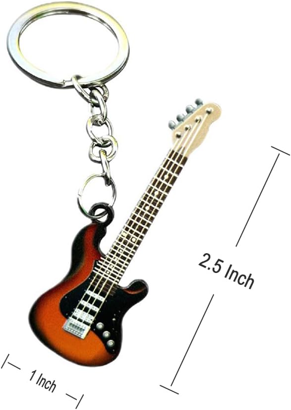 guitar keychain gift for Men Mini Cute Bass Key Chain Ring for Kids High-end Car Keyring Electric Guitar Key Holder