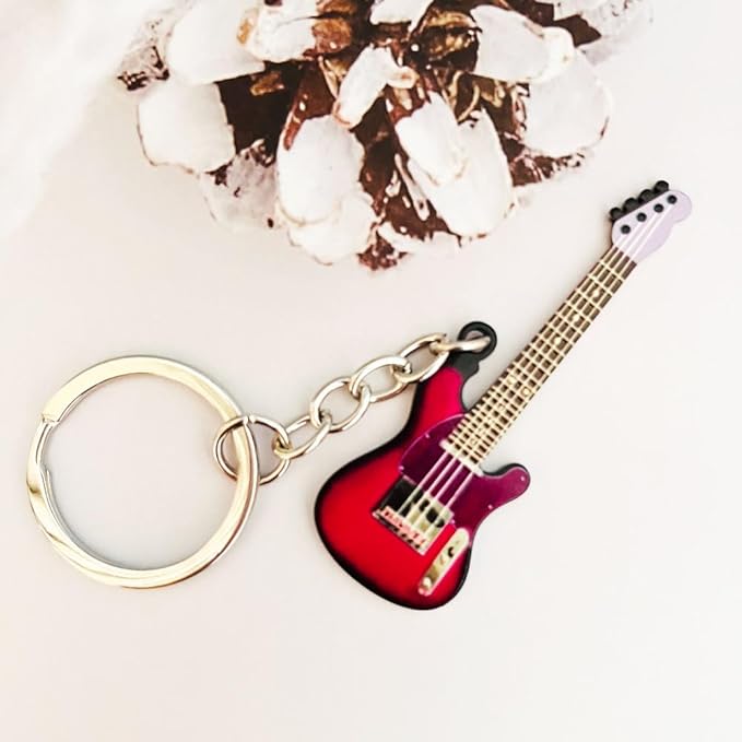 guitar keychain gift for Men Mini Cute Bass Key Chain Ring for Kids High-end Car Keyring Electric Guitar Key Holder