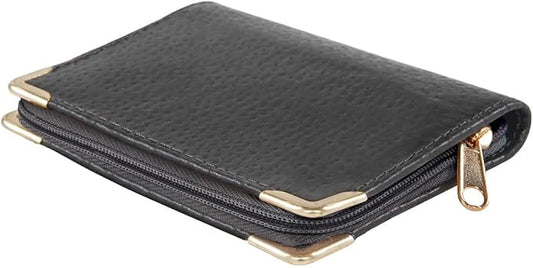 Fox Valley Traders RFID Zip-Up Security Wallet, Black Leather