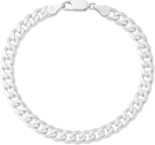 Celestara Jewelry, 925 Sterling Silver Cuban Link Chain, Italian-Made Solid Chain Bracelet and Necklace for Men & Women - (Premium Leather Gift Box Included)