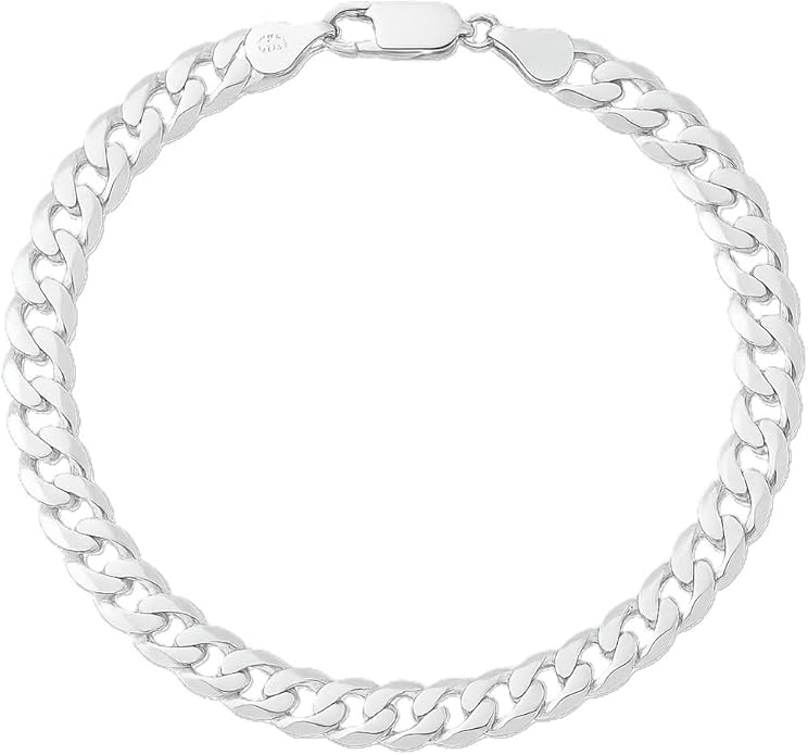 Celestara Jewelry, 925 Sterling Silver Cuban Link Chain, Italian-Made Solid Chain Bracelet and Necklace for Men & Women - (Premium Leather Gift Box Included)