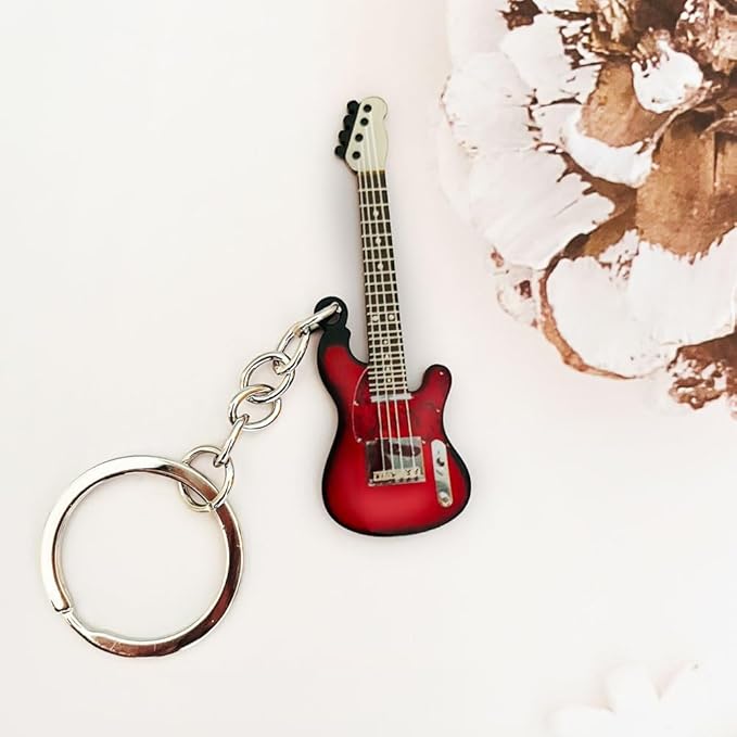 guitar keychain gift for Men Mini Cute Bass Key Chain Ring for Kids High-end Car Keyring Electric Guitar Key Holder