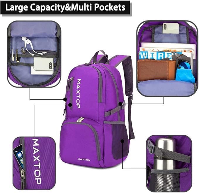 MAXTOP 40/50L Lightweight Packable Backpack for Hiking Traveling Camping Water Resistant Foldable Outdoor Travel Daypack