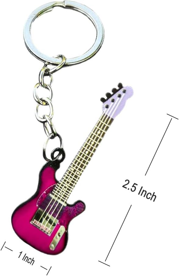 guitar keychain gift for Men Mini Cute Bass Key Chain Ring for Kids High-end Car Keyring Electric Guitar Key Holder