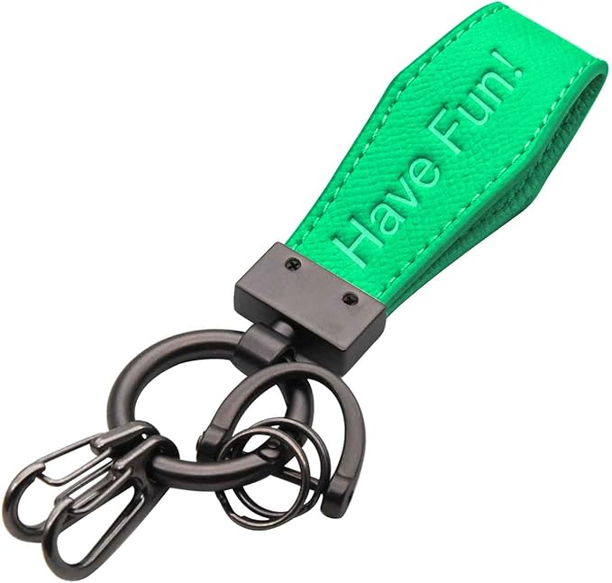 Liangery Keychain for Men Women Leather Car Key Chain With 5 Key Rings-Drive Safely Have Fun Keychain Holder for Keys