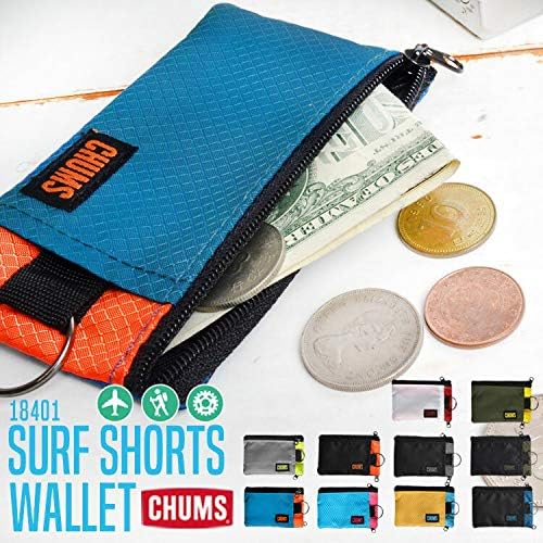 Chums Surfshorts Wallet - Lightweight Slim Wallet w/RFID Blocking Card - Zippered, Minimalist Wallet w/Key Ring - Patterns