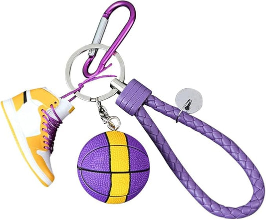 Newly 3D Sneaker Keychain with Mini Basketball & Lanyard, Stylish Shoe Key chain for Basketball Fans Gift for Men and Women