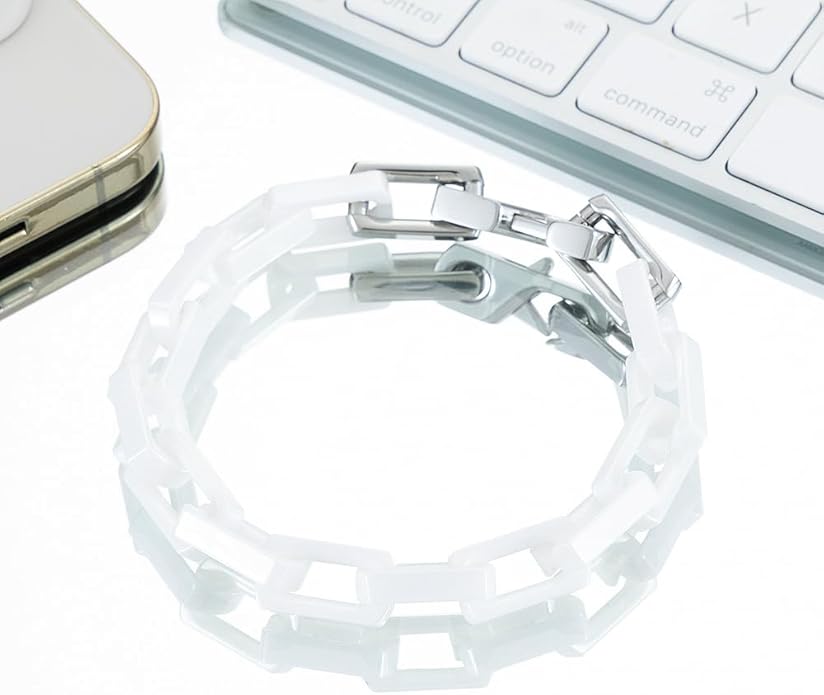 EVANYIZHOU Men's Cuban Link Bracelet - Black/Blue/White Ceramic Chain Bracelet for Men,Skin-Friendly & Durable,Gift for Husband, Dad (Valentine's, Christmas