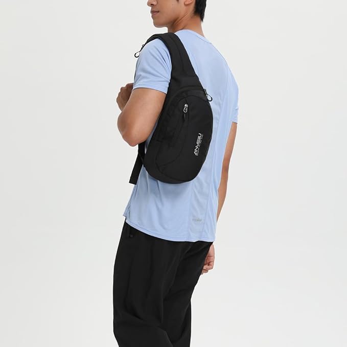 Men's and women's shoulder bags, small shoulder bags, crossbody chest bags, outdoor sports shoulder bags, hiking bags (black)