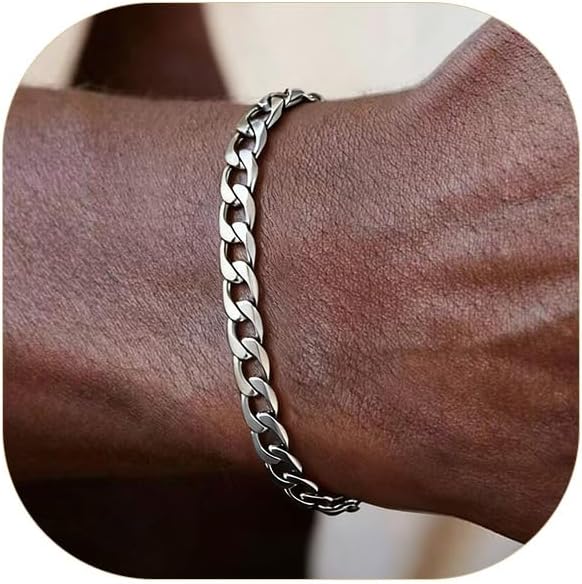 ChainsPro Men Sturdy Figaro/Cuban Chain Bracelet, 6/9/13mm Width, 7.48/8.26inch Length, 316L Stainless Steel/18K Gold Tone/Black- Send Gift Box