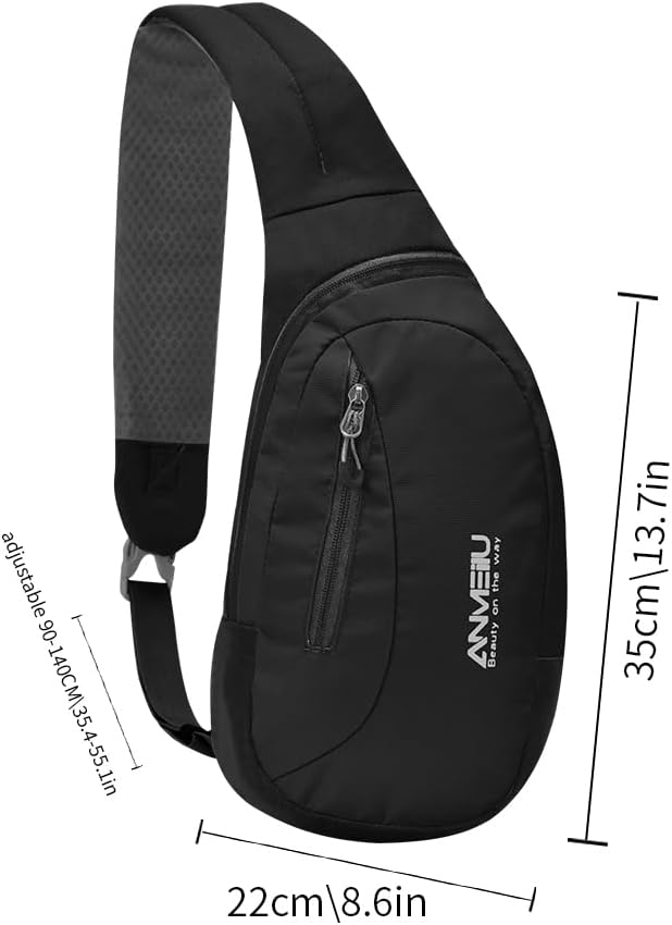 Men's and women's shoulder bags, small shoulder bags, crossbody chest bags, outdoor sports shoulder bags, hiking bags (black)