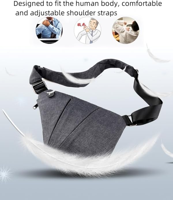 Crossbody Leisure Chest Bag with Shoulder Strap - Anti Theft Travel Slim Sling Bag