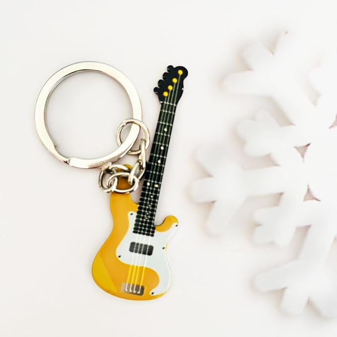 guitar keychain gift for Men Mini Cute Bass Key Chain Ring for Kids High-end Car Keyring Electric Guitar Key Holder