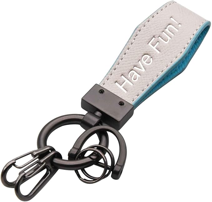 Liangery Keychain for Men Women Leather Car Key Chain With 5 Key Rings-Drive Safely Have Fun Keychain Holder for Keys