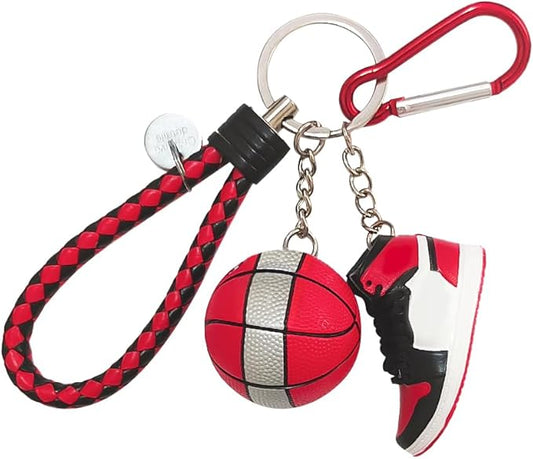 Newly 3D Sneaker Keychain with Mini Basketball & Lanyard, Stylish Shoe Key chain for Basketball Fans Gift for Men and Women