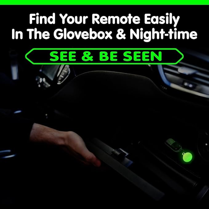 GLO-X Glow in The Dark Keychain - Find Your Light Up Key Chain In The Dark -12+ Hours Glow Time – Solar Powered Tags with Ring