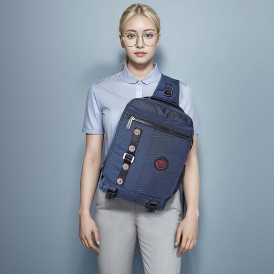 Large Sling Bag Laptop Backpack Cross Body Messenger Bag Shoulder Travel Rucksack (C- Blue)