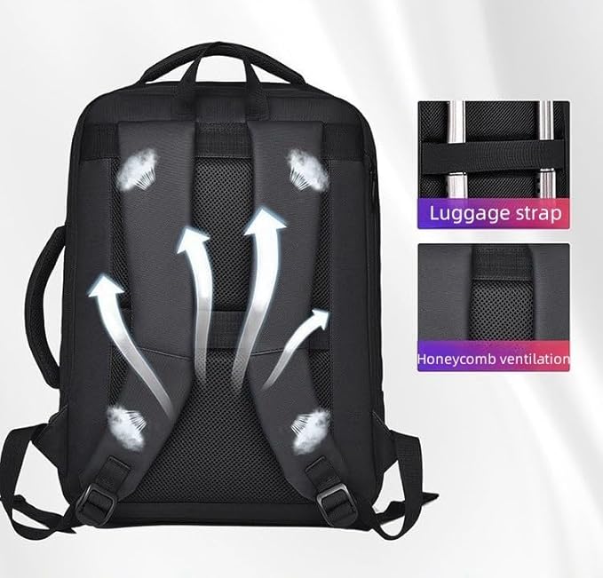 17/15.6" Business laptop backpack, PU Travel laptop backpack,carry on backpack, Expandable laptop backpack Men,college backpack(02#updated, Black)