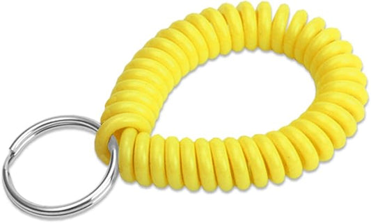 Lucky Line 2” Spiral Wrist Coil with Steel Key Ring, Flexible Wrist Band Key Chain Bracelet, Stretches to 12”, Yellow, 1 PK (410801)