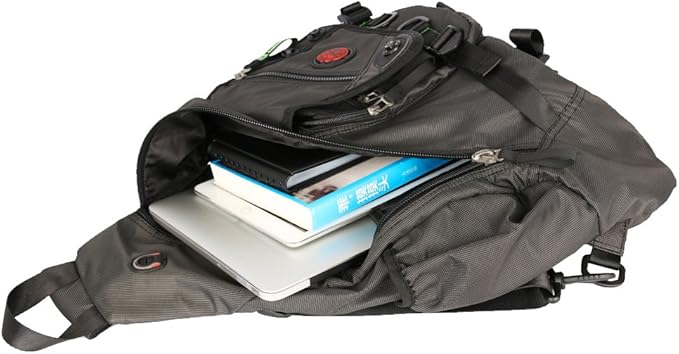 Large Sling Bag Laptop Backpack Cross Body Messenger Bag Shoulder Travel Rucksack (A-Black)