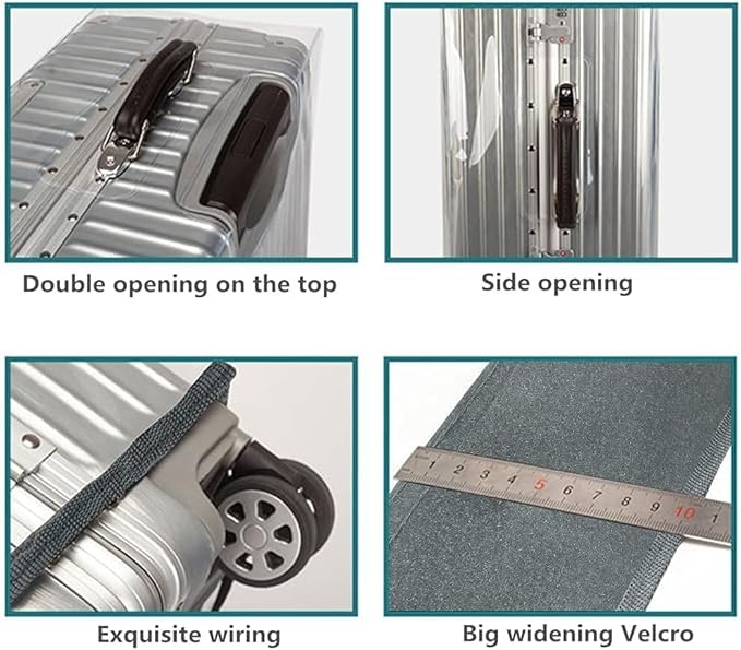 0.4mm Thick Transparent PVC Luggage Protector Cover Set, Waterproof TSA Approved Luggage Covers for Suitcase, Clear Suitcase Covers for 19-29 Inch Spinner Luggage