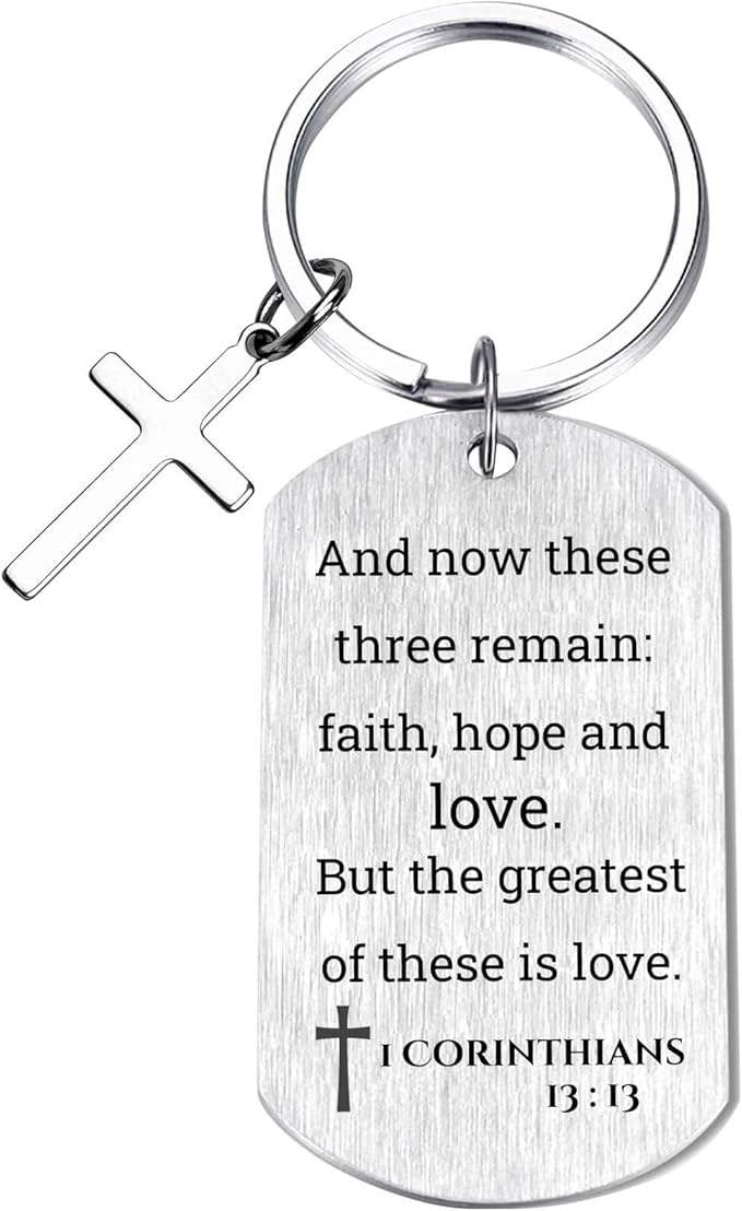 Inspirational Scripture Keychain with Cross - Bible Verse Matte Key Chain Religious Gift for Christian