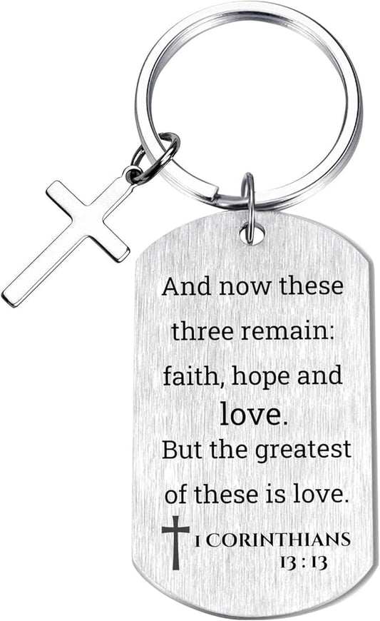 Inspirational Scripture Keychain with Cross - Bible Verse Matte Key Chain Religious Gift for Christian