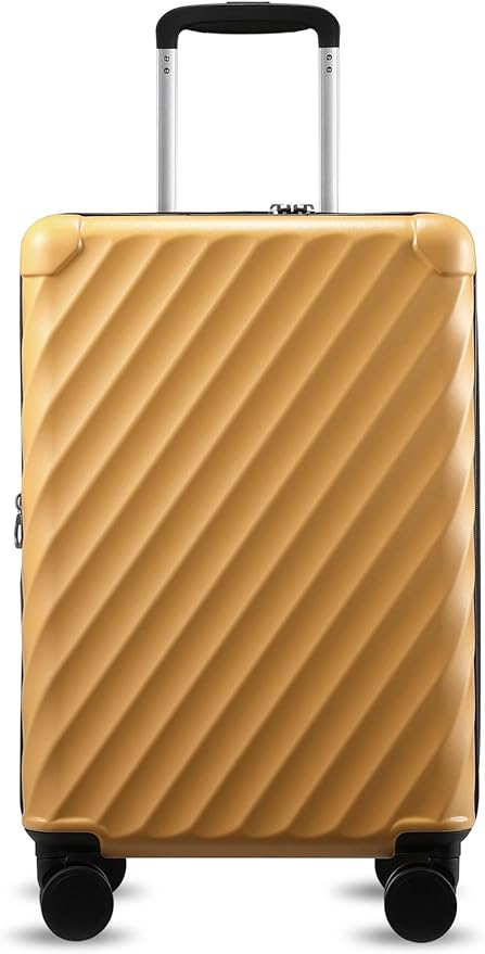 LUGGEX Luggage with Spinner Wheels, Polycarbonate Expandable Hard Shell Suitcase, Carry On 20 Inch, Yellow