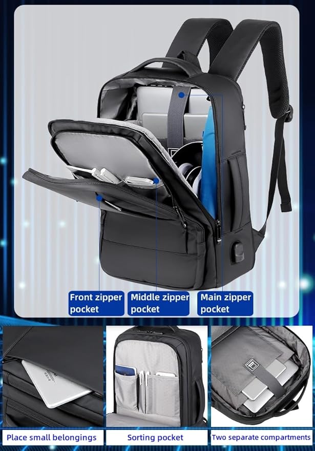 17/15.6" Business laptop backpack, PU Travel laptop backpack,carry on backpack, Expandable laptop backpack Men,college backpack (01#Standard, Grey)