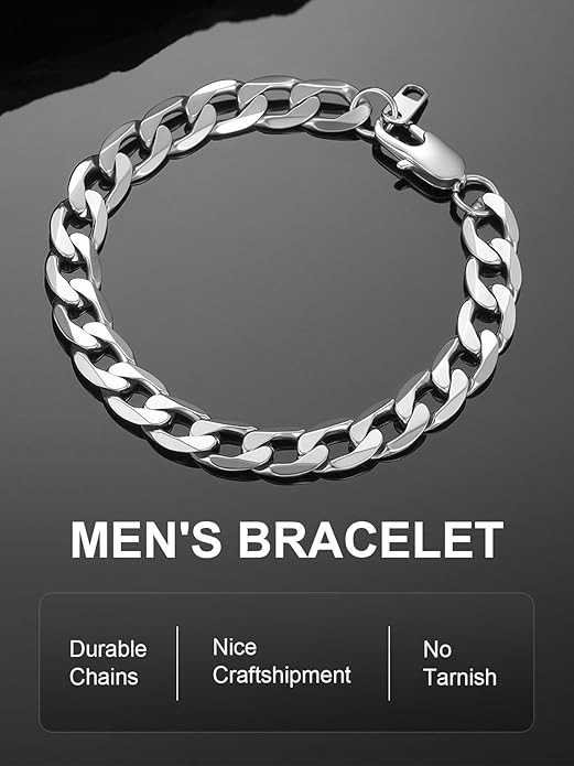 ChainsPro Men Sturdy Figaro/Cuban Chain Bracelet, 6/9/13mm Width, 7.48/8.26inch Length, 316L Stainless Steel/18K Gold Tone/Black- Send Gift Box