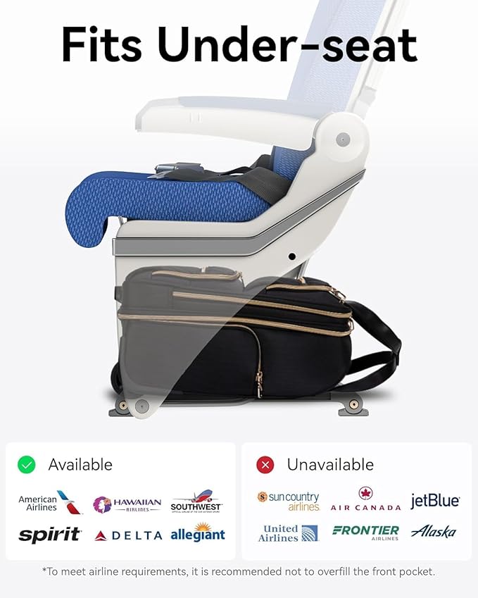 LUGGEX Underseat Carry On Luggage with Wheels, Stylish Lightweight Under Seat Luggage, Soft Sided Personal Item Suitcase for Short Trip (Navy Black, 16 Inch)