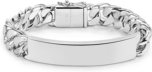 Men 925 Sterling Silver Solid Miami Cuban Link Chain Bracelet 12MM Rectangular Card Bangles 7 "7.5" 8 "8.5" 9 "9.5" 10" Thick Big Curb Cuban Chain Jewelry Gift