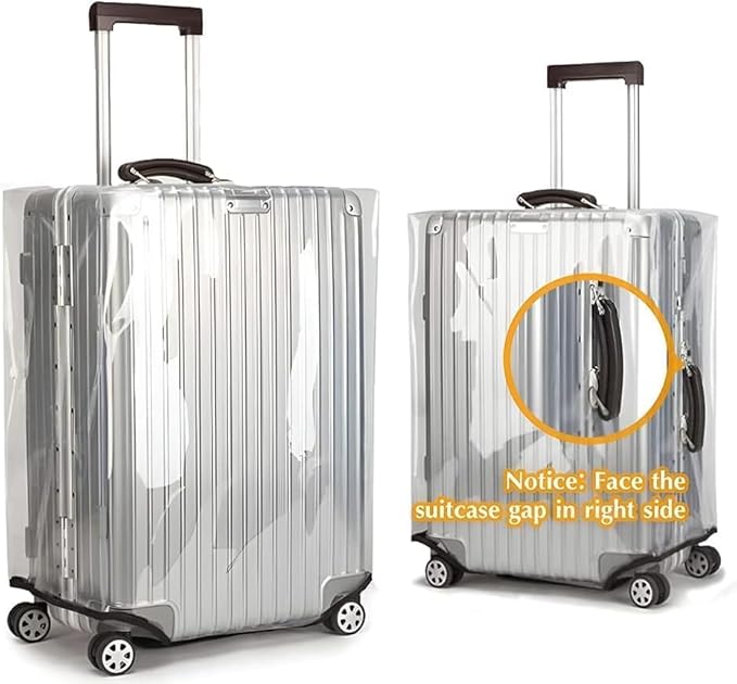 0.4mm Thick Transparent PVC Luggage Protector Cover Set, Waterproof TSA Approved Luggage Covers for Suitcase, Clear Suitcase Covers for 19-29 Inch Spinner Luggage