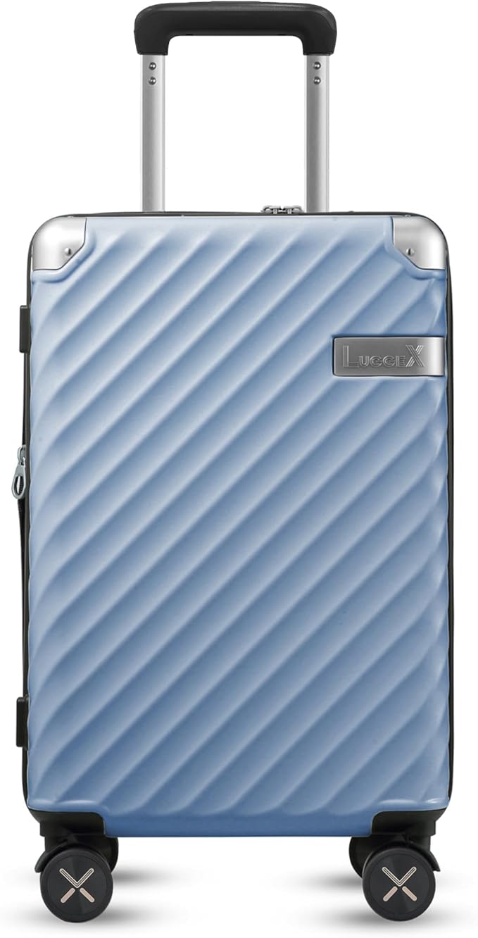 LUGGEX Luggage with Spinner Wheels, Polycarbonate Expandable Hard Shell Suitcase, Carry On 20 Inch, Utility Blue