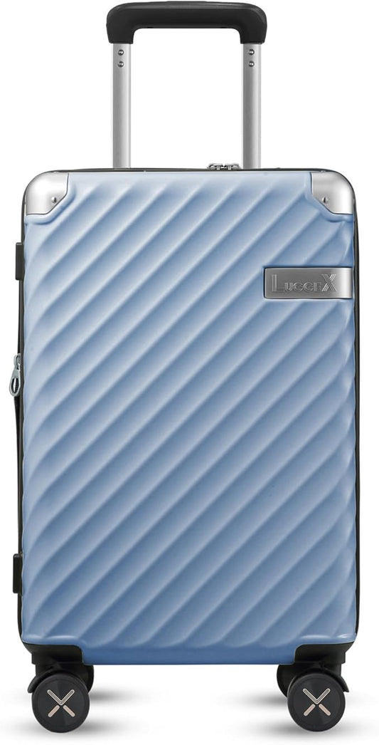LUGGEX Luggage with Spinner Wheels, Polycarbonate Expandable Hard Shell Suitcase, Carry On 20 Inch, Utility Blue