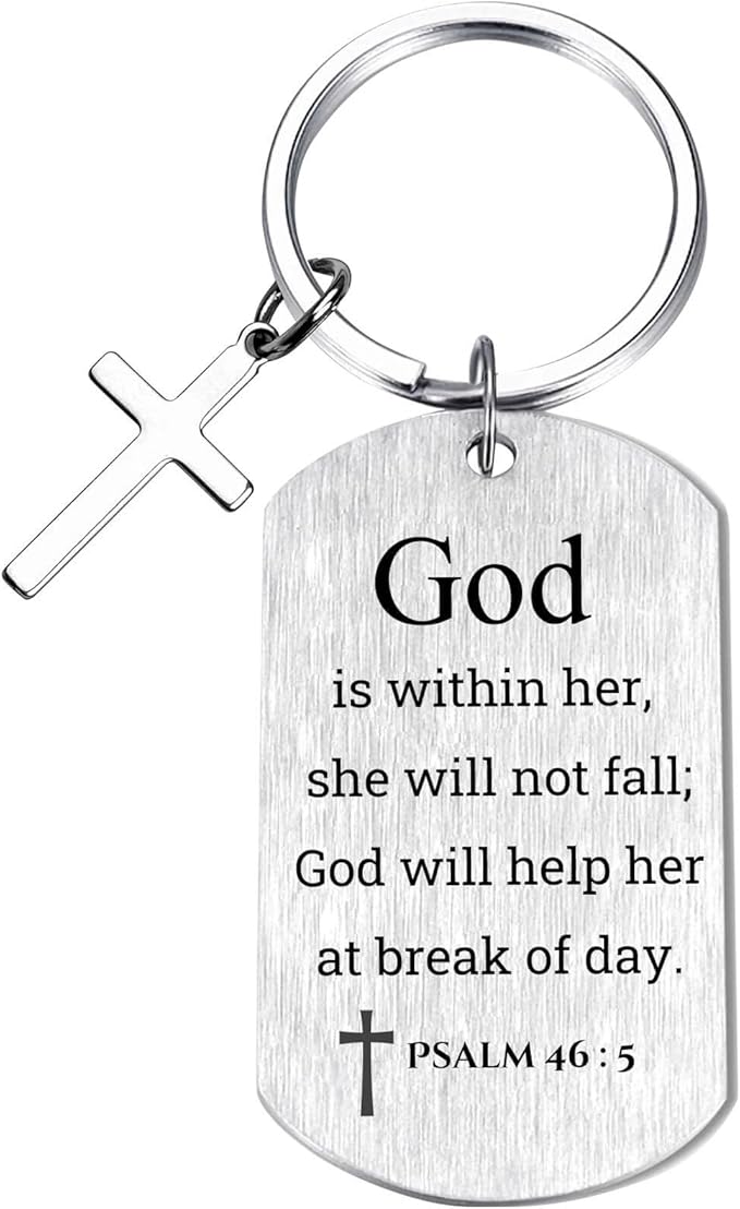 Inspirational Scripture Keychain with Cross - Bible Verse Matte Key Chain Religious Gift for Christian