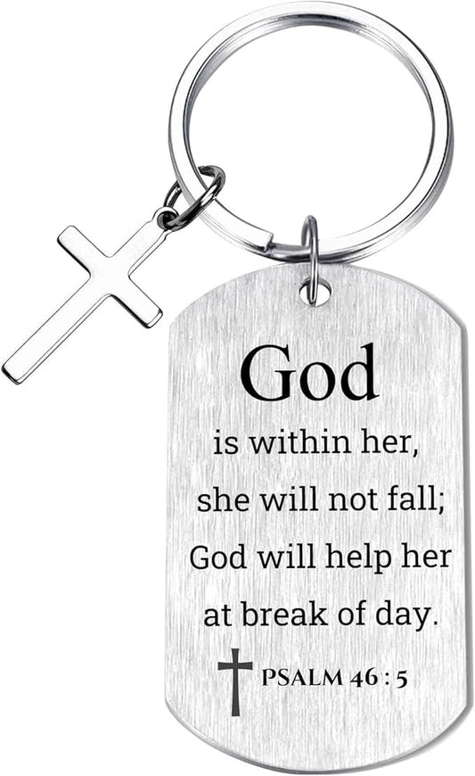 Inspirational Scripture Keychain with Cross - Bible Verse Matte Key Chain Religious Gift for Christian