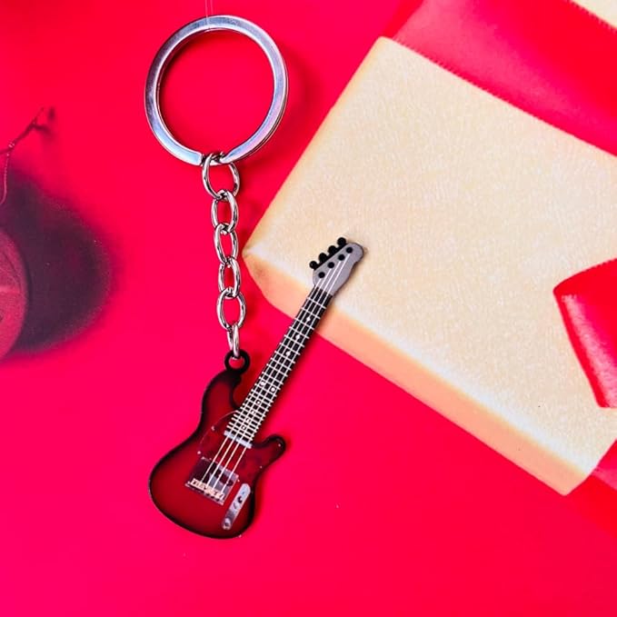 guitar keychain gift for Men Mini Cute Bass Key Chain Ring for Kids High-end Car Keyring Electric Guitar Key Holder